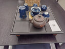 哲品ZENS哲品九歌天然烏金石茶盤 方形實(shí)木托架茶海排水儲水茶臺 黑色 曬單實(shí)拍圖