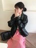 GARNUO黑色皮衣外套女2025春秋新款小個(gè)子短款休閑美式pu機車(chē)服夾克上衣 黑色 M【101-110斤】 曬單實(shí)拍圖