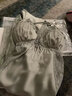 花感睡衣女性感睡衣性感睡裙冰絲吊帶夏薄款帶胸墊吊帶女士睡衣套裝 香草綠睡裙+睡袍【絲綢款】 XL 曬單實拍圖