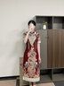 枝己秀禾服新中式2025新款情侶裝結婚禮服敬酒服古裝新娘嫁衣龍鳳褂 8303旗袍（僅女裝） S 曬單實(shí)拍圖