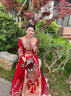 泰勒馬丁秀禾服新娘婚紗2025新款高端絲絨結婚禮服中式婚紗敬酒服古裝嫁衣 8132絲絨 M 曬單實拍圖