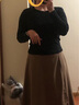 宜惜綺 毛呢半身裙女中長款打底長裙秋冬新款高腰不規(guī)則a字防走光裙子 卡其色 L 曬單實拍圖