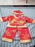 誠心城裕兒童套裝春秋新款男女寶寶衣服周歲服唐裝節(jié)日喜慶滿月服嬰兒抓周服五件套 0513圓福+鞋襪帽 80 曬單實拍圖