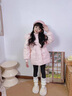 G.DUCKKIDS小黃鴨女童冬裝羽絨服兒童洋氣連帽大毛領(lǐng)白鴨絨小女孩中長(cháng)款收腰 粉色 100 cm 曬單實(shí)拍圖
