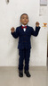 ELPA兒童西服套裝男童小西裝外套中大童花童禮服男孩格子鋼琴演出服裝 中藍橘格5件套：3件套+襯衫+領(lǐng)結 120 碼 身高111-120cm 重40-45斤 曬單實(shí)拍圖