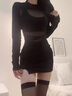 芭鳶 春季2025新款女裝御姐風(fēng)黑色魚(yú)骨長(cháng)袖連衣裙高級感后媽包臀裙子 圖片色長(cháng)款 L 曬單實(shí)拍圖