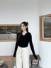 Amerpin國際一線(xiàn)品牌羊絨衫女100%山羊絨V領(lǐng)一線(xiàn)成衣內搭毛衣修身打底衫 黑色（國際倉發(fā)貨+禮盒） S 【80-95斤】 曬單實(shí)拍圖