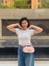 慕昂高級感時(shí)尚手提小包包女2024新款韓版小眾通勤包流行百搭斜挎小包 粉色 曬單實(shí)拍圖