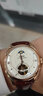 羅賓尼（LOBINNI）品牌男士手表男 機械表飛輪鏤空潮流休閑皮帶防水瑞腕表13022 【皮帶】紅金白面棕皮 曬單實(shí)拍圖