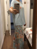 雅婷雅雯【莫代爾棉】睡衣女夏季純棉短袖長褲套裝家居服可外穿薄送禮中年 云灰蘭 160/90/M 曬單實(shí)拍圖