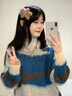 RUIQIUER秋冬季新款女裝套裝日式慵懶風(fēng)條紋毛衣休閑學(xué)院風(fēng)闊腿褲兩件裝 針織毛衣+褲子 S 曬單實(shí)拍圖