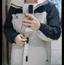 駱駝（CAMEL）三防沖鋒衣戶(hù)外登山服防水防風(fēng)防污三合一保暖時(shí)尚運動(dòng)外套 A9W114120-1X，暖白/幻影黑，女 XL 曬單實(shí)拍圖