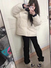 DXOT淺杏色拼接撞色條紋三杠立領(lǐng)棉服女冬季新款保暖寬松百搭學(xué)生外套 淺杏色 M 95-105斤 曬單實(shí)拍圖