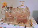 嘉百福（JIABAIFU） 英式下午茶茶具套裝北歐輕奢水果茶壺花茶壺蠟燭加熱煮茶養生耐熱玻璃茶具茶杯 6杯6碟6匙 曬單實(shí)拍圖