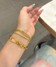 瑞諾黃金5D綠松金珠手鏈三圈女足金999設計感手串生日禮物送女友 勿拍/克重多退少補 曬單實(shí)拍圖