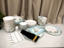 有鯉景德鎮(zhèn)餐具套裝中式金邊陶瓷碗碟套裝家用喬遷骨瓷碗盤餐具整套 玉蘭花（10人食） 70件套 曬單實(shí)拍圖
