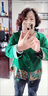 意枕上復古龜裂紋上衣香云紗長(cháng)袖小外套洋氣中老年媽媽裝外搭開(kāi)衫 綠色 2XL 建議115-125斤 曬單實(shí)拍圖