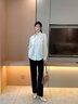 法曼萱（FAMANXUAN）白色工裝風(fēng)襯衫女春季新款小個(gè)子翻領(lǐng)廓形肩章襯衣外套 云朵白 S 160/84A 曬單實(shí)拍圖