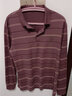 恒源祥長(cháng)袖T恤男春秋季polo翻領(lǐng)條紋休閑體恤中年內搭打底衫上衣服男裝 紫粉 XL 175 曬單實(shí)拍圖