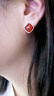 唐后（TH）紅瑪瑙耳環(huán)女復(fù)古小眾耳釘高級感輕奢方形耳墜送女友禮物女 玫瑰金色紅瑪瑙 曬單實(shí)拍圖