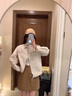 艾珠兒（Aizhuer）米白色工裝外套女短款2024春秋新款韓系小個(gè)子百搭休閑夾克上衣潮 米白色 M 曬單實(shí)拍圖