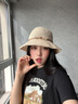 云見森知帽子女春秋遮陽帽時尚漁夫帽氣質(zhì)休閑新款出游防曬顯臉小禮帽 米色-金屬皮帶裝飾 曬單實拍圖