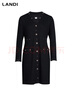 藍地（LANDI）黑色法式設計感V領(lǐng)羊毛針織開(kāi)衫收腰連衣裙女冬新品 黑色 L 曬單實(shí)拍圖