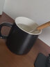 幾物森林（JIWUSENLIN）簡約黑白陶瓷馬克杯北歐帶蓋勺水杯創(chuàng)意女家用咖啡杯情侶杯早餐杯 梯形杯黑色【杯身+蓋+木柄勺】 曬單實拍圖