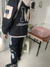 啄木鳥假兩件夾克外套男士休閑套裝春秋季潮牌穿搭配青少年學(xué)生衣服男裝 910黑色春秋三件套 XL 【120-140斤】 曬單實(shí)拍圖