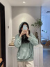 韓璐嬌 衛(wèi)衣女套裝22年春秋季新款女裝韓版學(xué)生寬松時尚氣質(zhì)百搭連帽衛(wèi)衣休閑垂感闊腿褲洋氣減齡兩件裝潮 水綠色衛(wèi)衣+米杏闊腿褲 M(建議100-115斤) 曬單實(shí)拍圖