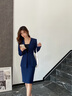 法莎羅兒（FASLOV）小西裝套裝女氣質(zhì)主持人正裝珠寶酒店美容院工作服職業(yè)裝休閑西服 單件半裙(藍色) L 曬單實(shí)拍圖