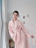 欣美舒（XINMEISHU）酒店純棉加厚浴袍毛巾料睡袍女春秋季洗澡情侶款浴衣男吸水速干 可愛粉色/日系華夫格 M(身高155-165cm 衣長110cm) 曬單實拍圖