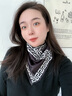 三角圍脖女冬季新款保暖防風(fēng)防寒百搭時(shí)尚護頸脖套套頭圍巾假領(lǐng)子 黑底回紋邊【德絨-套頭圍脖】 曬單實(shí)拍圖