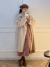 妤遇（YUUZYUUS）碎花長袖連衣裙女2024新款雪紡休閑韓版法式小眾設(shè)計感v領(lǐng)中長裙 粉色 M 曬單實(shí)拍圖