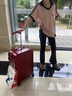 VCC結婚行李箱陪嫁箱紅色旅行箱拉桿箱密碼箱子母箱婚慶可定制皮箱子 酒紅色-拉鏈款【婚慶專(zhuān)用】 20英寸 曬單實(shí)拍圖