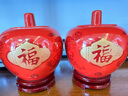 景鑫景德鎮陶瓷器花瓶蘋(píng)果家居客廳電視柜酒柜裝飾品擺件博古架儲物罐 紅色小號龍鳳金福（帶蓋）+底座 曬單實(shí)拍圖