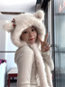 溪谷幽幽可愛(ài)狐貍耳朵毛絨帽子圍巾一體女冬季護耳保暖帽百搭學(xué)生圍脖防寒 米白色 均碼（56-58cm） 曬單實(shí)拍圖