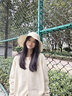 Siggi防曬女帽子女春夏防曬防紫外線(xiàn)空頂遮陽(yáng)帽可扎馬尾可折疊帽 燕麥米 56cm-58cm 曬單實(shí)拍圖
