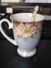 品来运陶瓷马克杯家用欧式喝水杯子带盖骨瓷咖啡杯大容量早餐牛奶杯 蓝色妖姬皇室杯+勺（300ml） 实拍图