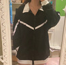 FOX.G夾克男士外套春秋款夏季秋季男裝秋裝休閑黑色寬松衣服女士情侶款 翻領(lǐng)寬松白條拼接黑色外套 XL 【建議125-140斤】 曬單實(shí)拍圖