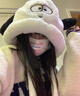 FOX.G保暖帽子女士秋冬季毛線(xiàn)帽針織帽冷帽可愛(ài)棉帽月子帽冬帽滑雪帽 毛絨卡通可愛(ài)小狗護耳帽白色 曬單實(shí)拍圖