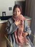 安提諾伯情侶圍巾冬季高檔款圍脖女士禮盒生日禮物女高級感送女朋友老婆 干枯玫瑰粉圍巾一件-禮盒裝 曬單實拍圖