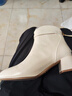百麗（Belle）優(yōu)雅舒適羊皮時(shí)裝靴女商場(chǎng)同款顯瘦短靴B9B1DDD4 米白 39 (245mm) 曬單實(shí)拍圖
