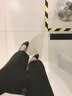 威谷爾空姐工作鞋女黑色皮鞋粗跟上班久站不易累腳軟底職業(yè)面試高跟鞋 牛皮（6020）輕便款平底 2.5厘米 37 曬單實拍圖