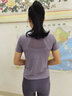 瑜伽少女 瑜伽服女套裝氣質(zhì)夏季時(shí)尚運動(dòng)服帶胸墊V領(lǐng)晨跑步健身服 紫色上衣+灰色長(cháng)褲 M (95-110斤) 曬單實(shí)拍圖