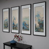 云儒唐樊客廳背景墻裝飾畫(huà)蘇繡掛畫(huà)蘇州純手工中式書(shū)房刺繡畫(huà)四聯(lián)畫(huà)山水畫(huà) 千里江山圖【1-2絲】43*103cm 曬單實(shí)拍圖