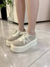 蹀愫【厚乳拿鐵】舒適增高6.5CM長(cháng)腿休閑德訓鞋厚底小白鞋TA54568-51 淺米色牛剖層皮革 38 (240mm) 曬單實(shí)拍圖