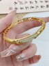 COISE925銀手鐲女和田玉花絲鏤空鐲子竹節(jié)中式國(guó)風(fēng)素圈送女友七夕禮物 和田玉花絲銀手鐲-金色款 曬單實(shí)拍圖