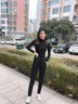 布琳達哈倫褲女九分蘿卜褲2025春夏款寬松加長休閑褲顯瘦松緊腰小腳褲 黑色【九分褲-春秋款】 M 曬單實拍圖