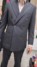Guillaume de Mons澳嘉羊毛西服套裝男士雙排扣新郎結婚禮服三件套西裝商務(wù)正裝男 深灰隱條雙排扣【上衣+褲子】 46 【 西褲尺碼請備注】 曬單實(shí)拍圖